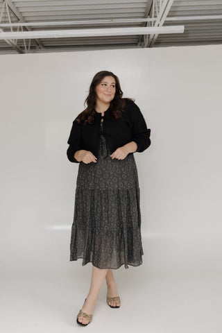 TIE FRONT CROPPED CARDIGAN IN BLACK - Love Marlow