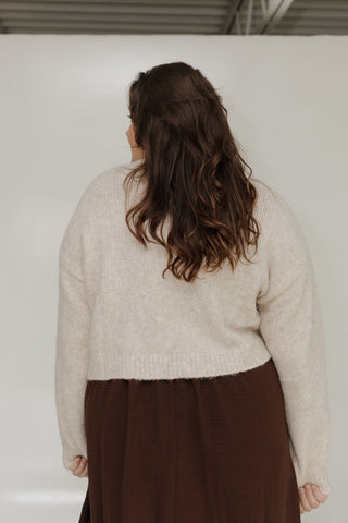 TIE FRONT CROPPED CARDIGAN IN SAND - Love Marlow