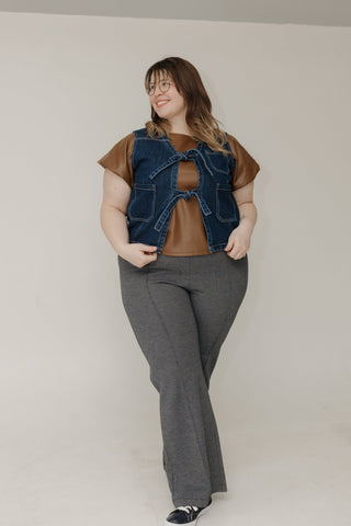 Tie Front Denim Vest – Dark Wash - Love Marlow