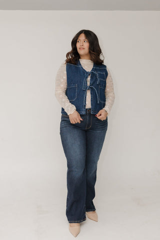 Tie Front Denim Vest – Dark Wash - Love Marlow