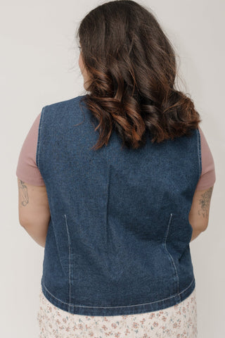 Tie Front Denim Vest – Dark Wash - Love Marlow