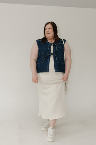 Tie Front Denim Vest – Dark Wash - Love Marlow