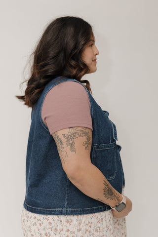 Tie Front Denim Vest – Dark Wash - Love Marlow