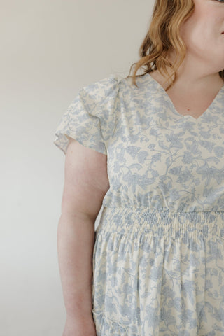 Tiered Flutter Sleeve Dress – Mist Floral - Love Marlow