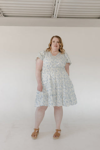 Tiered Flutter Sleeve Dress – Mist Floral - Love Marlow