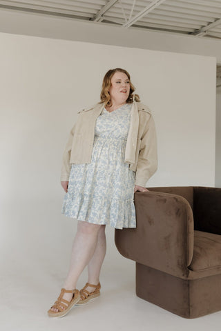 Tiered Flutter Sleeve Dress – Mist Floral - Love Marlow