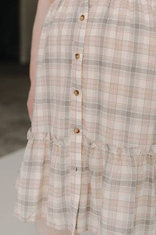 Timeless Plaid Cotton Button-Front Dress with Ruched Waist - Love Marlow