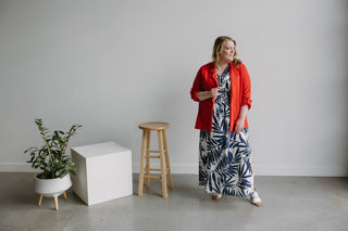 TROPICAL PRINT CINCHED WAIST MAXI DRESS - Love Marlow