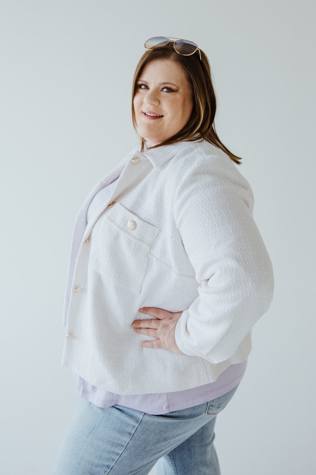 TWEED JACKET IN ECRU - Love Marlow