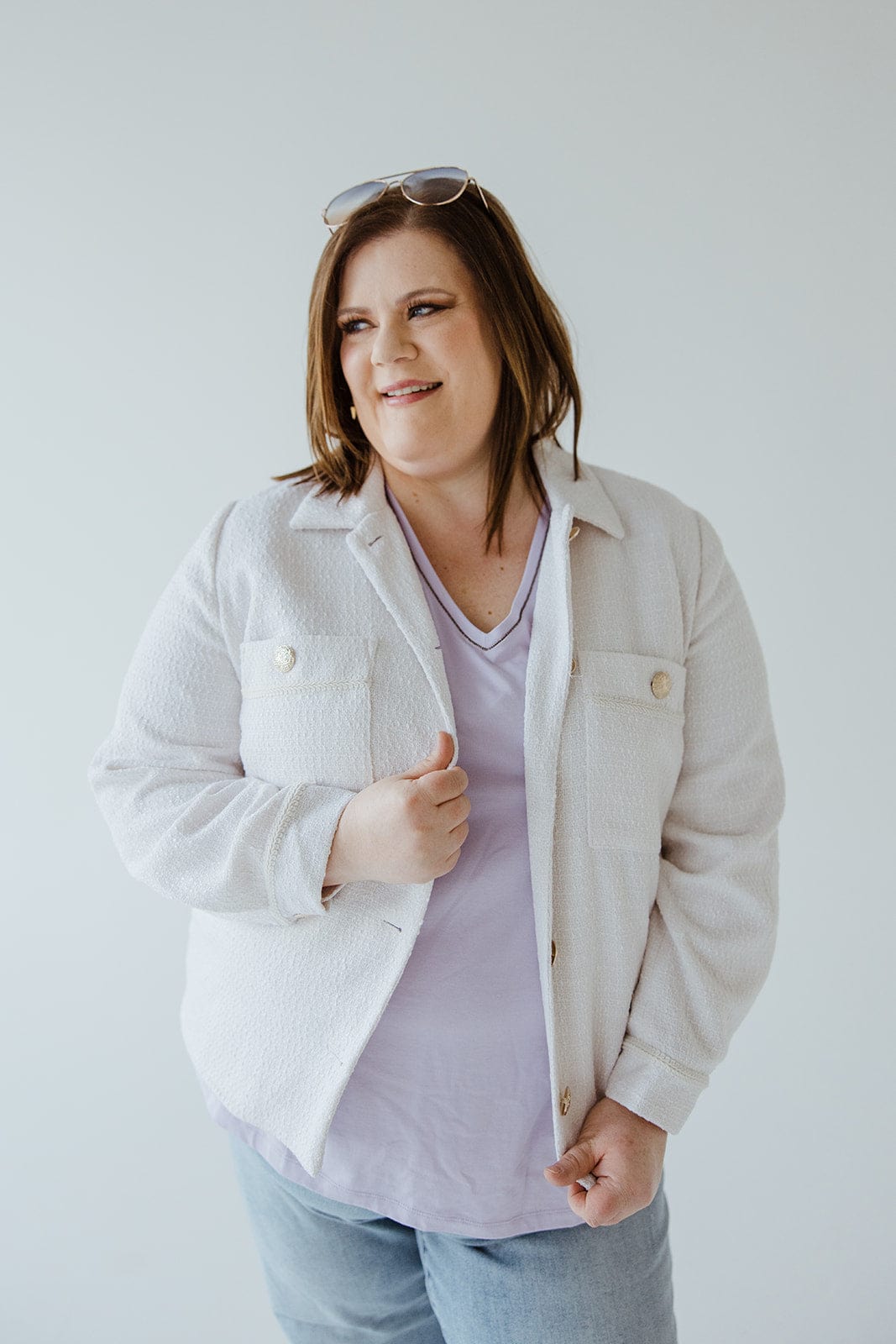 TWEED JACKET IN ECRU - Love Marlow