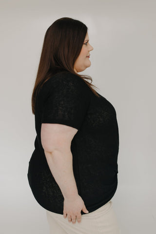 TWIST FRONT OPEN WEAVE SWEATER IN BLACK - Love Marlow