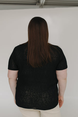 TWIST FRONT OPEN WEAVE SWEATER IN BLACK - Love Marlow