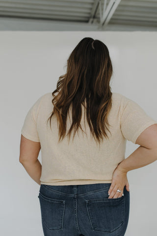 TWIST FRONT OPEN WEAVE SWEATER IN SUN BLEACHED DRIFTWOOD - Love Marlow