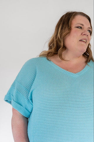 V - Neck Crochet Knit Poncho Sweater in Mermaid - Love Marlow