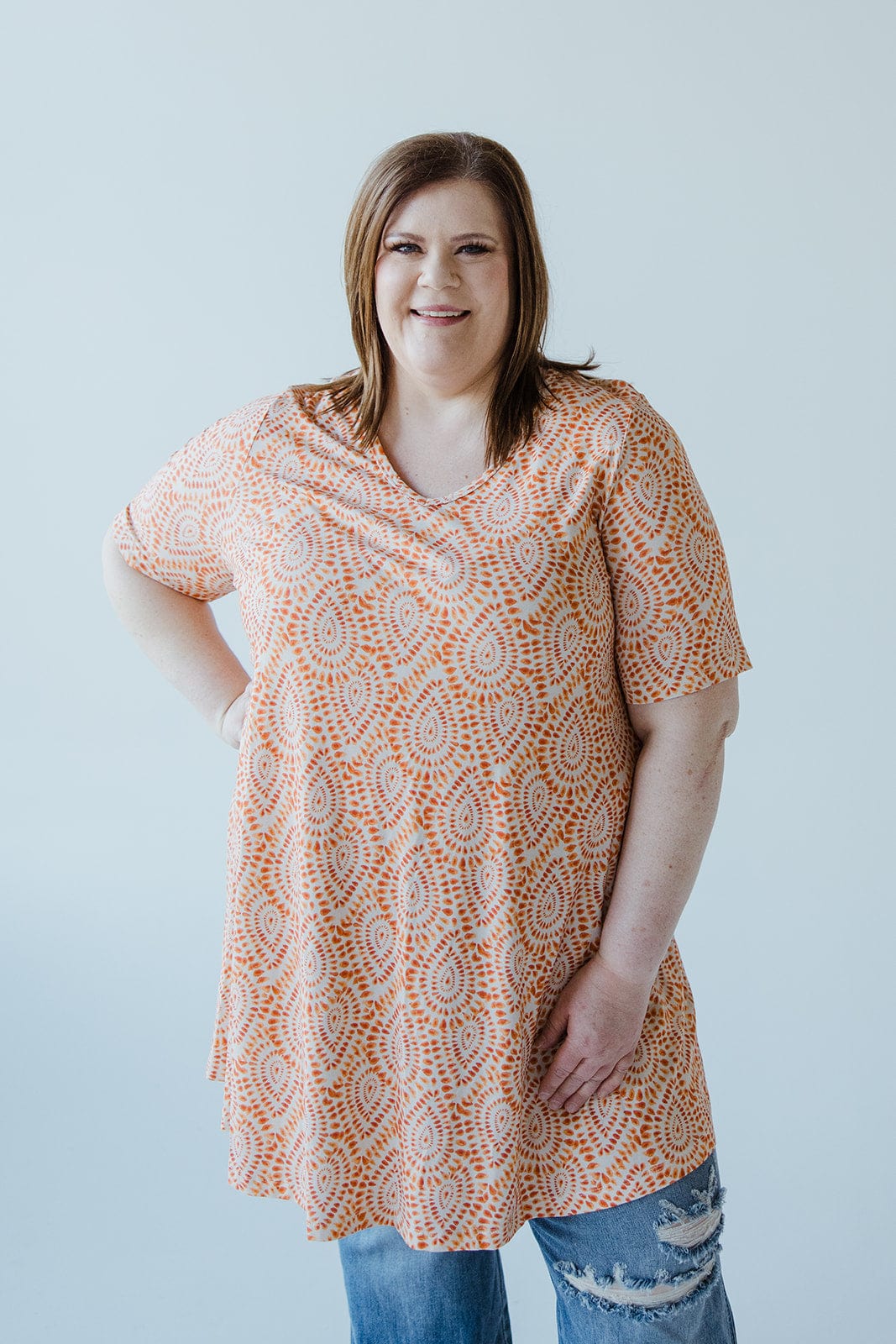 V - NECK TUNIC TEE - Love Marlow