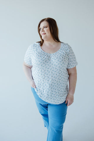 V - NECK TUNIC WITH DAINTY FLORAL DETAIL IN WHITE - Love Marlow