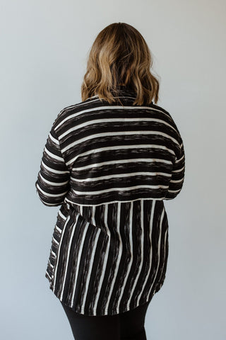 VARYING STRIPE BUTTON - UP BLOUSE IN BLACK - Love Marlow
