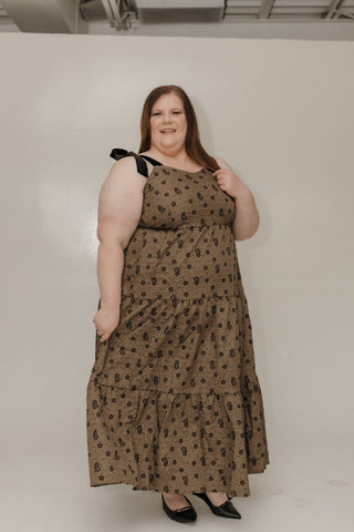 Velvet Tie Strap Tiered Midi Dress – Luxe Sagewood - Love Marlow