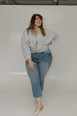 VERTICAL STRIPE BUTTON - UP BLOUSE - Love Marlow