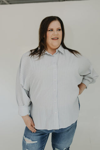 VERTICAL STRIPE BUTTON - UP BLOUSE - Love Marlow