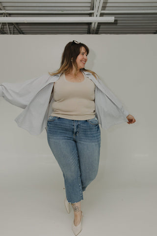 VERTICAL STRIPE BUTTON - UP BLOUSE - Love Marlow
