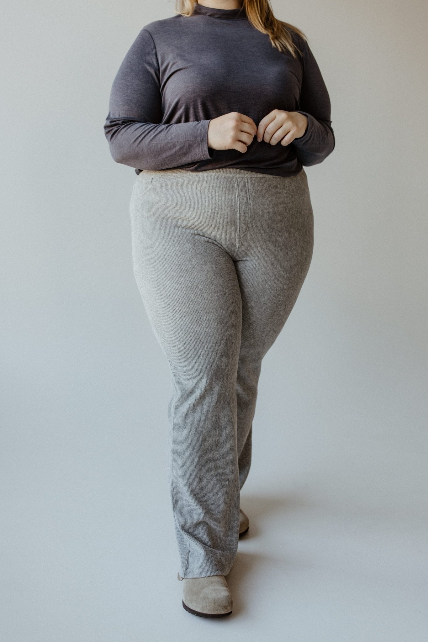 VERTICAL TEXTURE FLARE TREGGING IN GREY - Love Marlow