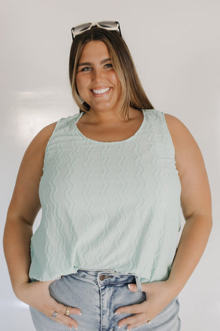 VERTICAL TEXTURED TANK IN MINT - Love Marlow