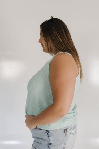 VERTICAL TEXTURED TANK IN MINT - Love Marlow