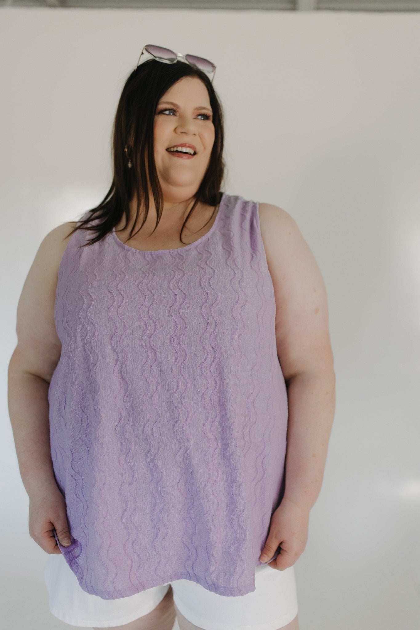 VERTICAL TEXTURED TANK IN MISTY AMETHYST - Love Marlow