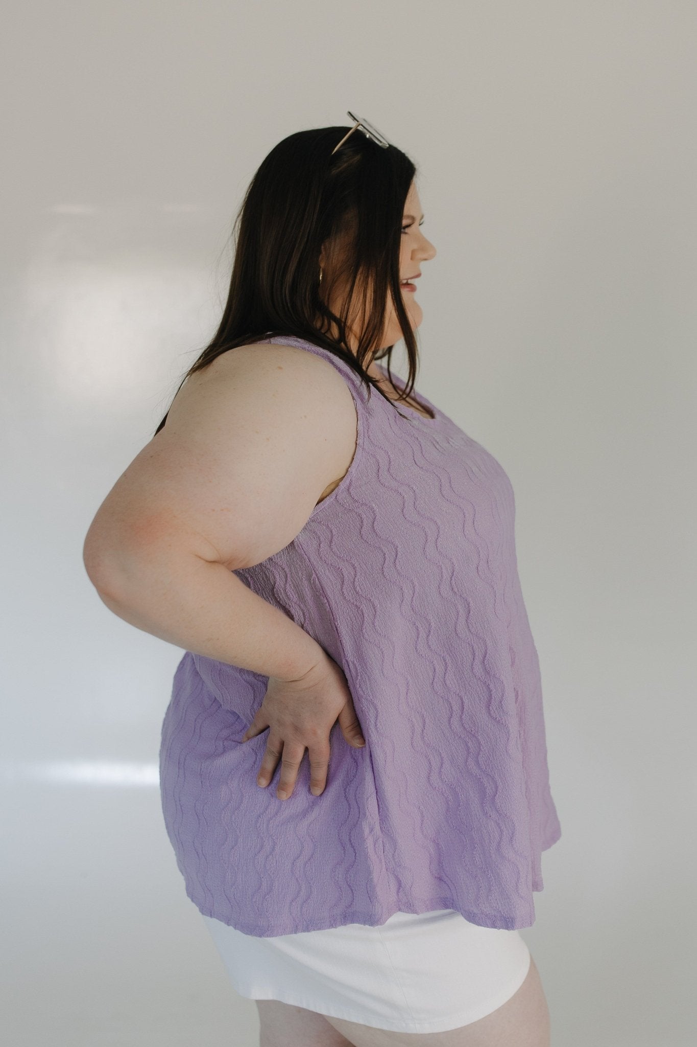 VERTICAL TEXTURED TANK IN MISTY AMETHYST - Love Marlow