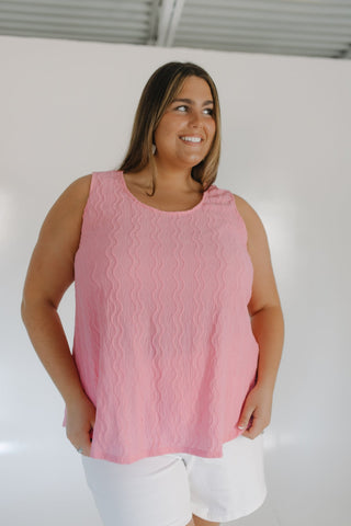 VERTICAL TEXTURED TANK IN SOFT PINK - Love Marlow
