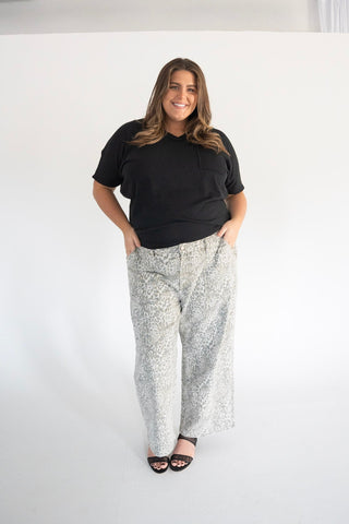 Vervet Leopard Baggy Wide Jeans – Grey - Love Marlowjeans