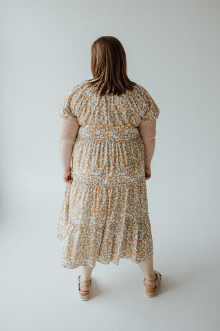 VINTAGE FLORAL PRINT MIDI LENGTH DRESS IN PAPAYA - Love Marlow