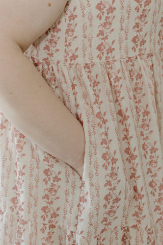 Vintage Floral Tiered Midi Dress – Vintage Rose - Love Marlow