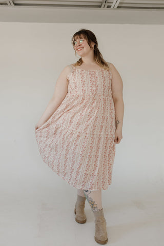 retro floral midi dress Bee Flowers Puff Sleeve Midi Dress, Retro Floral Casual Dress, Nature Love Puff Sleeve Swing Dress, Cottagecore Puff Sleeve For Her