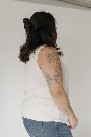 Waffle Texture Wide Strap Tank with Buttons in Sand - Love Marlow