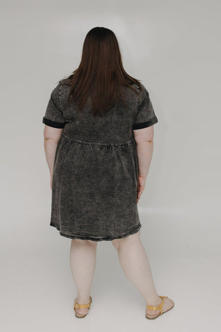 WASHED BLACK DENIM DRESS - Love Marlow