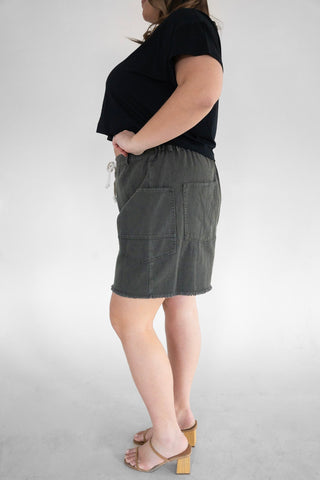 Washed Twill Drawstring Shorts – Washed Black - Love Marlow