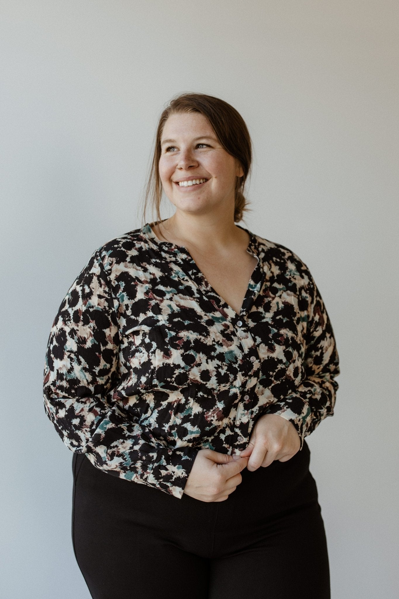 WATERCOLOR PATTERN BUTTON - UP BLOUSE - Love Marlow