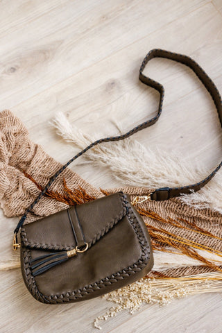 WHIPSTITCH FLAP - OVER CROSSBODY WITH TASSEL IN DARK OLIVE - Love Marlow
