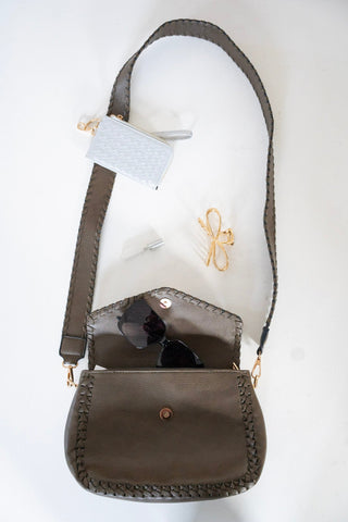 WHIPSTITCH FLAP - OVER CROSSBODY WITH TASSEL IN DARK OLIVE - Love Marlow