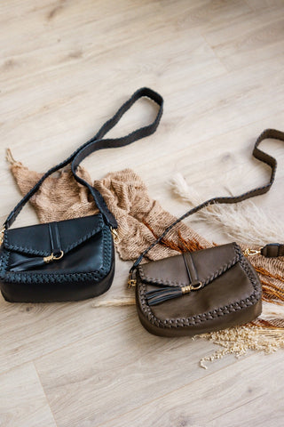 WHIPSTITCH FLAP - OVER CROSSBODY WITH TASSEL IN DARK OLIVE - Love Marlow