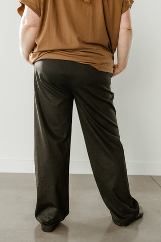 WIDE LEG TROUSER WITH BLACK AND GREY CHEVRON PRINT - Love Marlow
