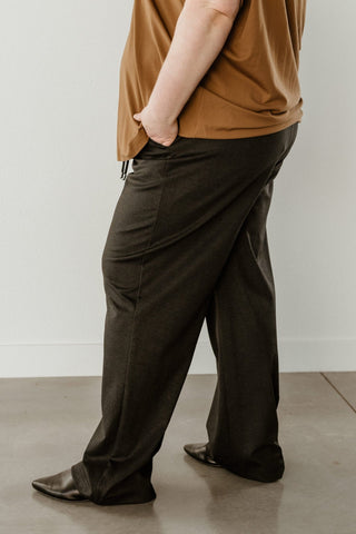WIDE LEG TROUSER WITH BLACK AND GREY CHEVRON PRINT - Love Marlow