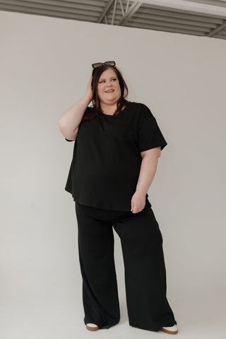 Wide Ribbed Boyfriend Tee – Black - Love Marlow