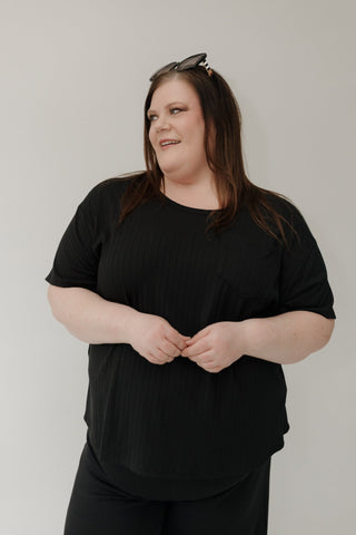 Wide Ribbed Boyfriend Tee – Black - Love Marlow
