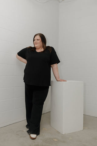 Wide Ribbed Boyfriend Tee – Black - Love Marlow