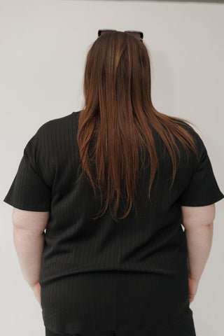 Wide Ribbed Boyfriend Tee – Black - Love Marlow