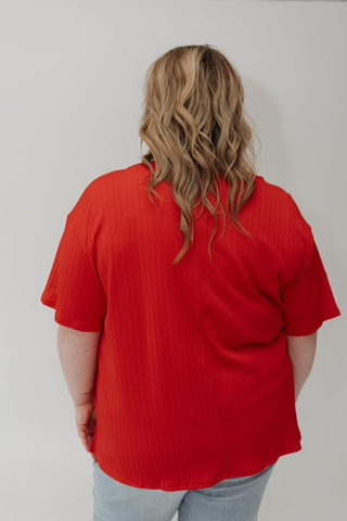 Wide Ribbed Boyfriend Tee – Red - Love Marlow