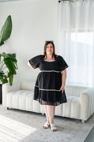 WIDE STRIPE TRAPEZE DRESS - Love Marlow